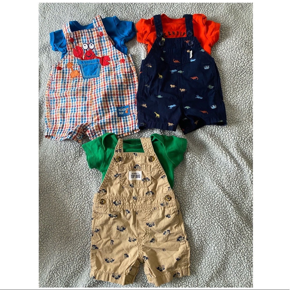 3 set of onsies and overalls 0-3 months